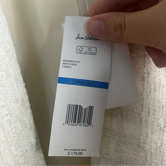 Sam Edelman Cheryl Open Front Crop Blazer in arctic wolf cream gold size XL - Picture 5 of 10